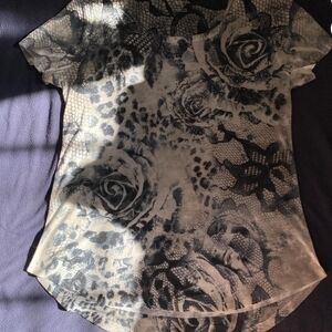 Elegant Black and Gray Floral Women's Top